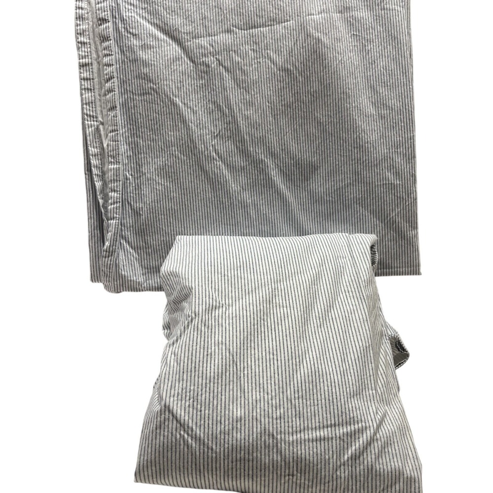 Ralph Lauren Twin Sheet Set Blue Oxford Pinstripe 100% Cotton Fitted + Flat